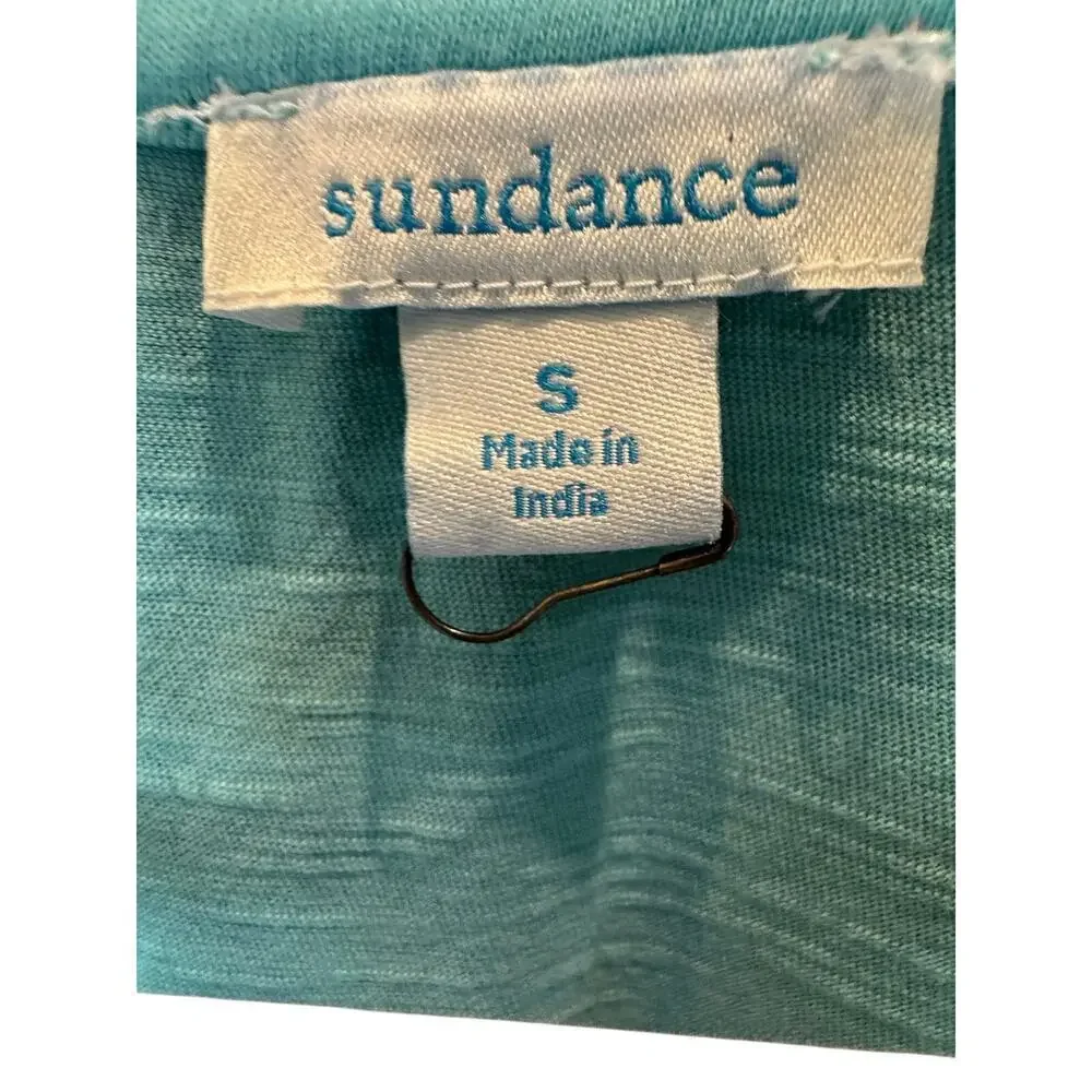 Sundance Embroidered Floral Top Womens Small Mint Green Ruffle Sleeve Boho